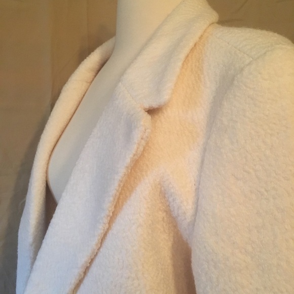 NWOT Forever 21 Boucle Wool Cream Long Line Coat L - Picture 7 of 8